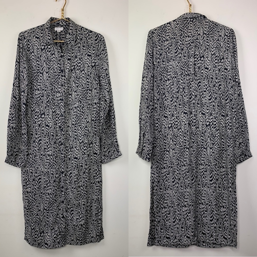 Silence + Noise Black Print Button Up Midi Dress - image 1